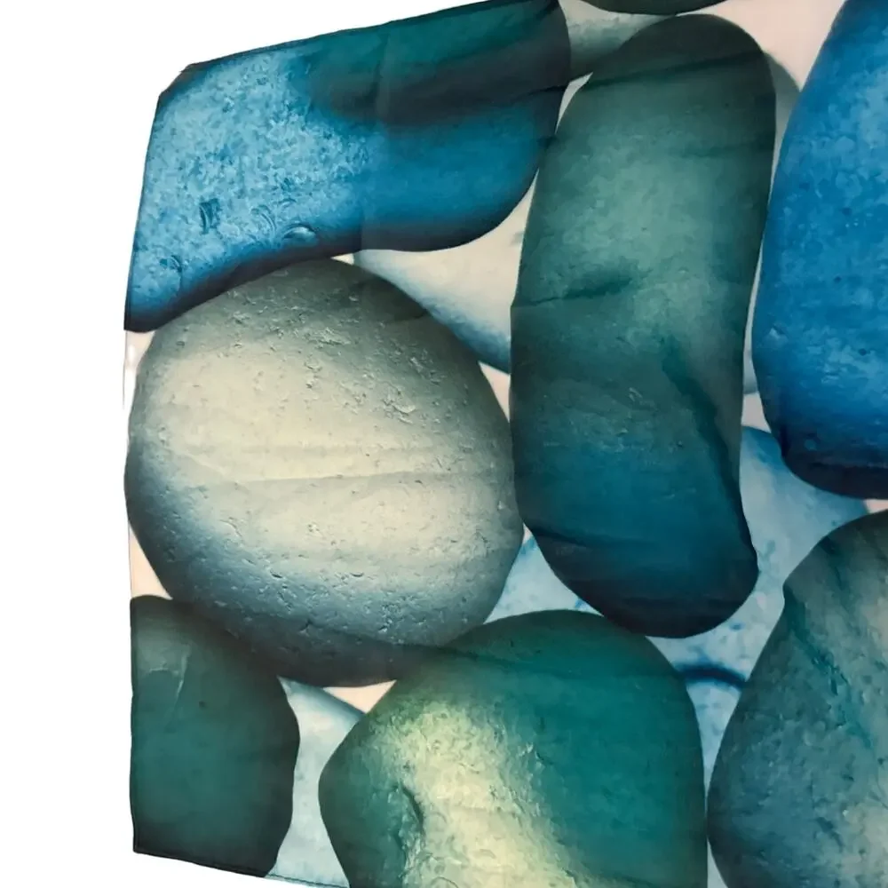 Josie Iselin Sea Glass Art Print Long Chiffon Scarf Wrap Glam Coastal 13 x 68